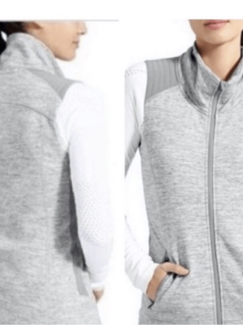 Athleta Light Gray Heather Full-Zip Vest